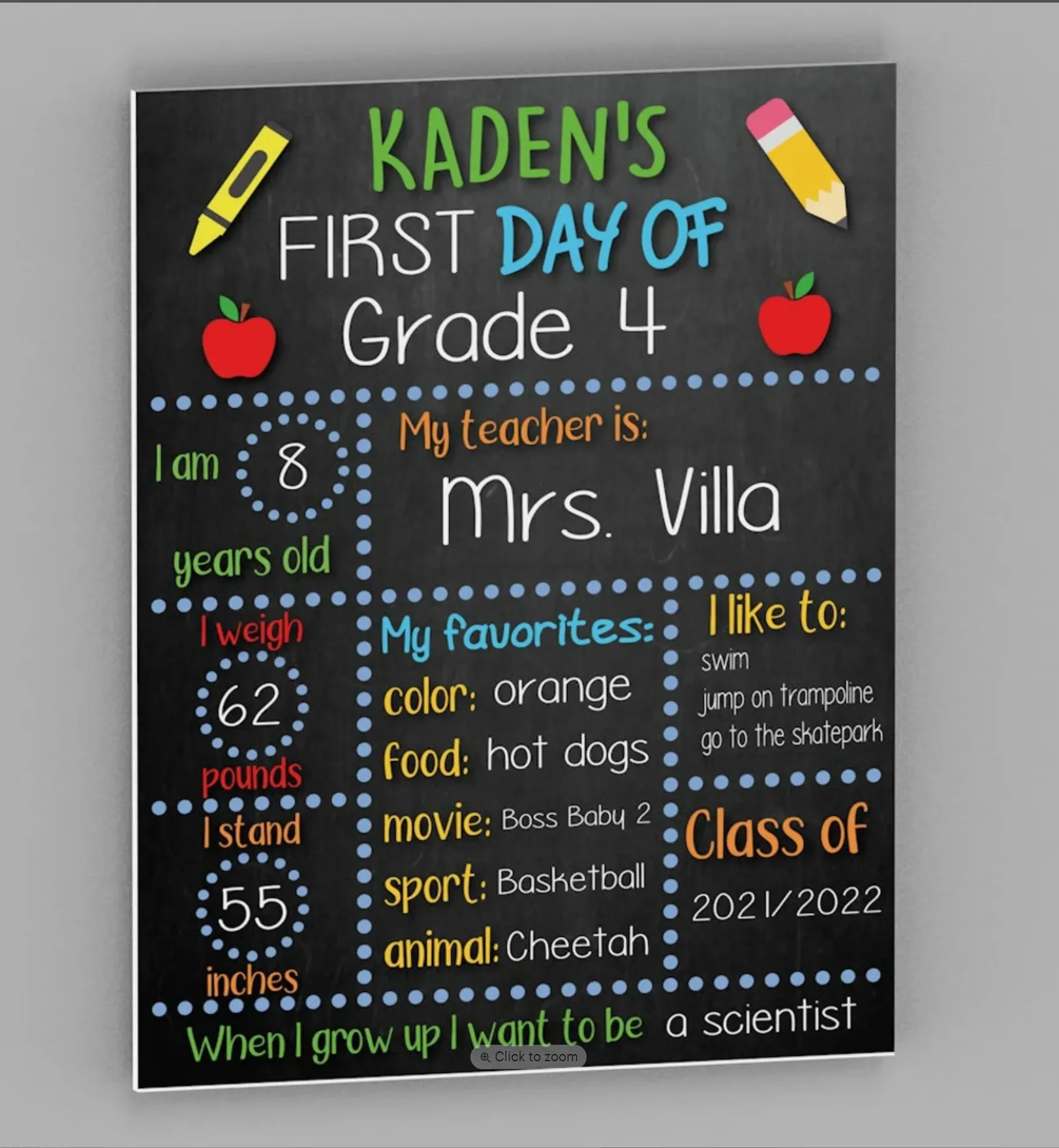 Personalized First and Last Day of School Poster Canvas - Back to School Poster Canvas