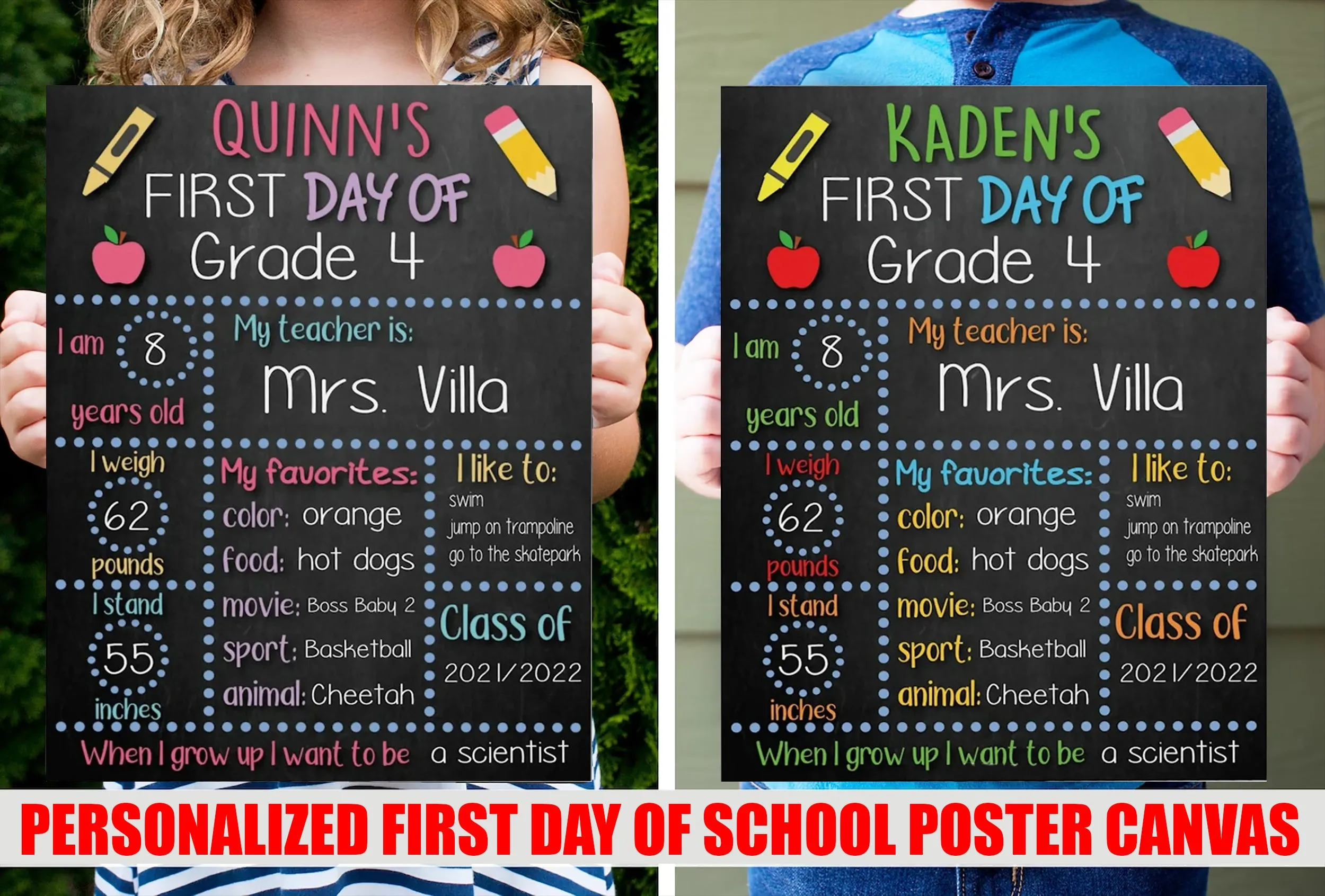 Personalized First and Last Day of School Poster Canvas - Back to School Poster Canvas