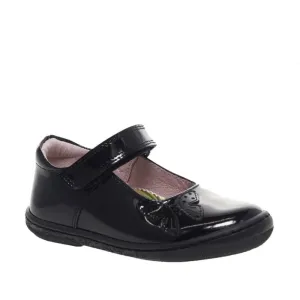 Petasil Dakota 5750 - Black Leather Patent Mary Jane Riptape School Shoe