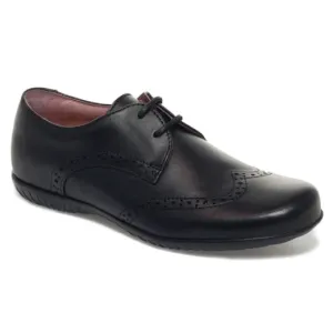 Petasil School Shoes, Emma Black Leather