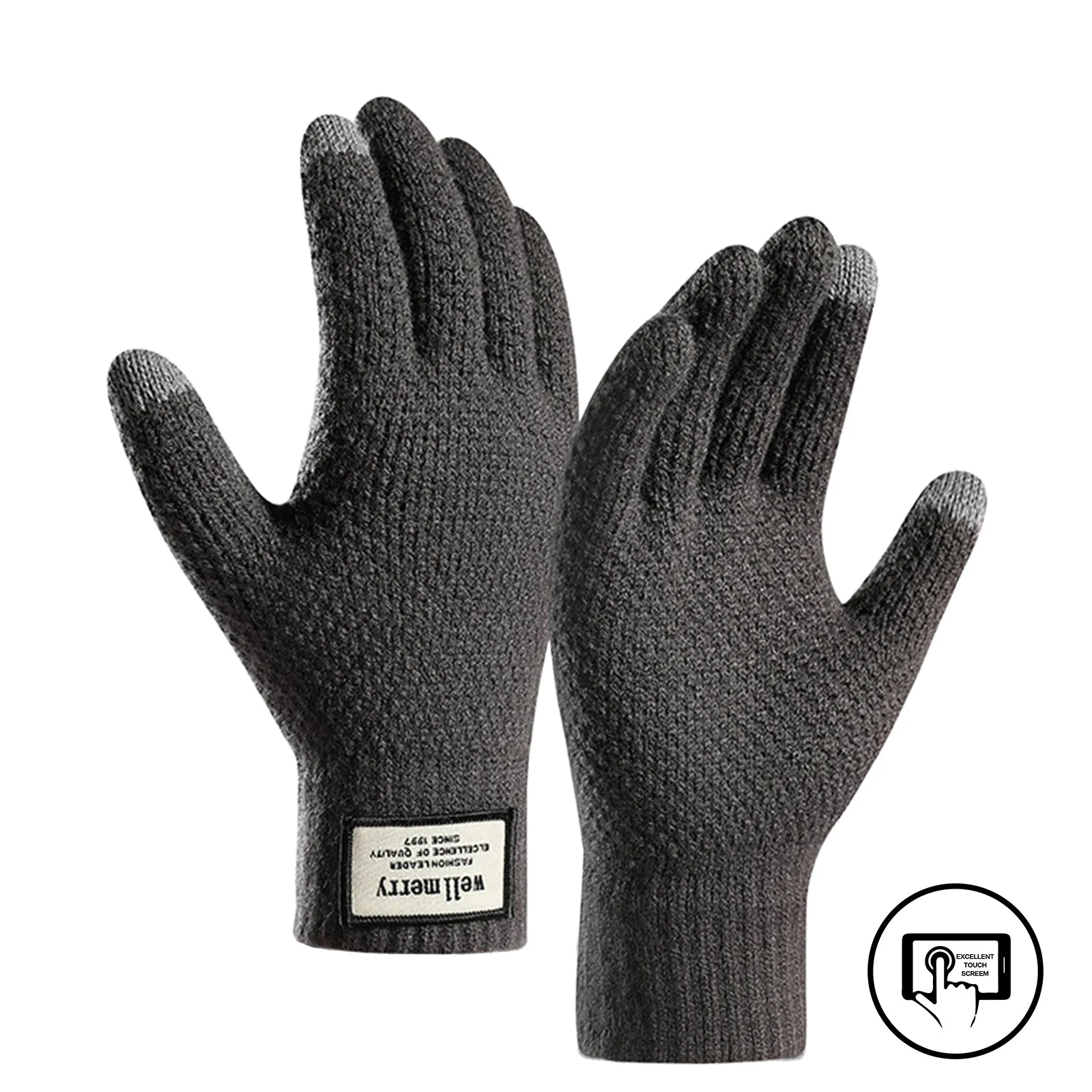 PINEAPPLE PATTERN FLEECE THICKEN COLD-PROOF TOUCH SCREEN KNITTED GLOVES