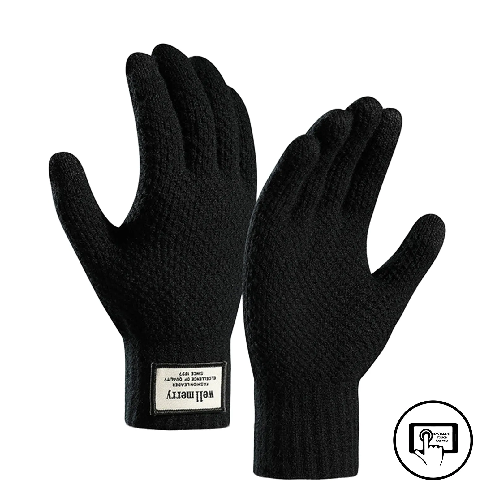 PINEAPPLE PATTERN FLEECE THICKEN COLD-PROOF TOUCH SCREEN KNITTED GLOVES