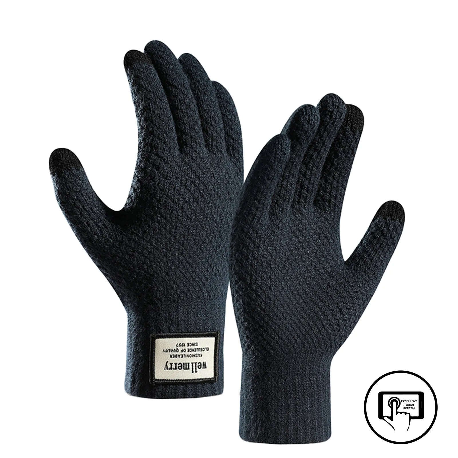 PINEAPPLE PATTERN FLEECE THICKEN COLD-PROOF TOUCH SCREEN KNITTED GLOVES