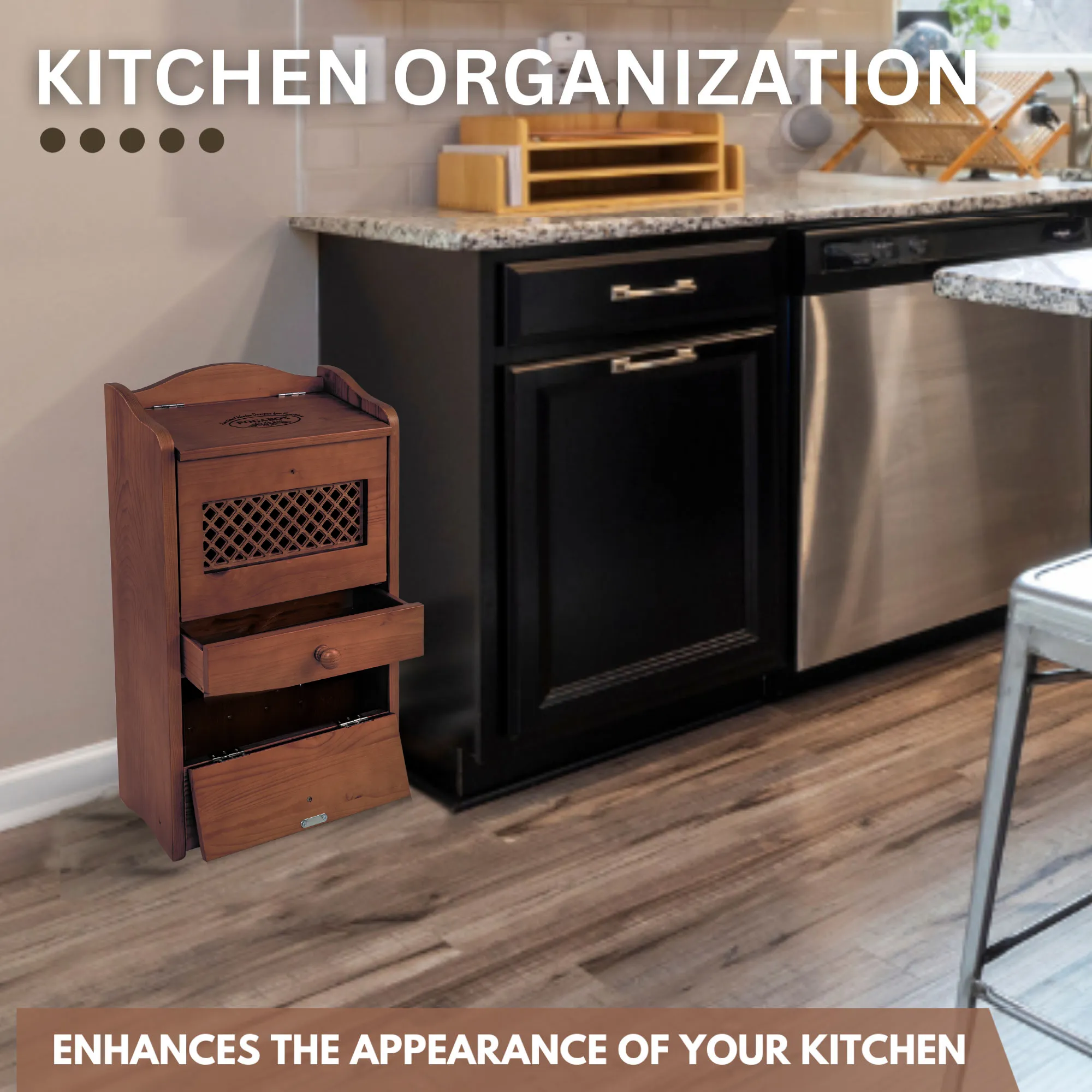 POGABOX™ Classic Potato, Onion, Garlic, Vegetable Storage Bin for Kitchen Organization| Mountable on Wall Floor or Pantry - COZY CINNAMON