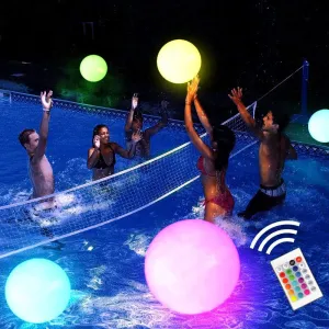 Pool Toy 16" LED Glow Beach Ball Toy with 16 Color Changing Lights, Glow in Dark