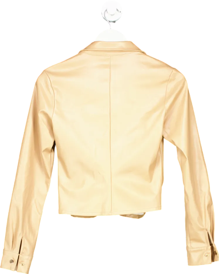 PrettyLittleThing Beige Faux Leather Shirt UK 6