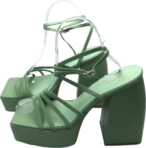 PrettyLittleThing Green Platform Strappy Sandals UK 6 EU 39 👠