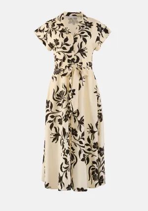 Print Button Down Flare Dress