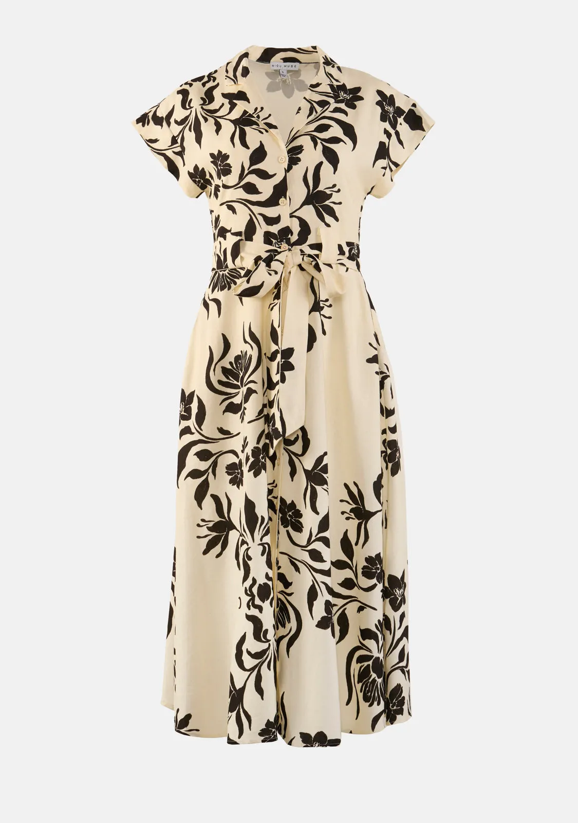 Print Button Down Flare Dress