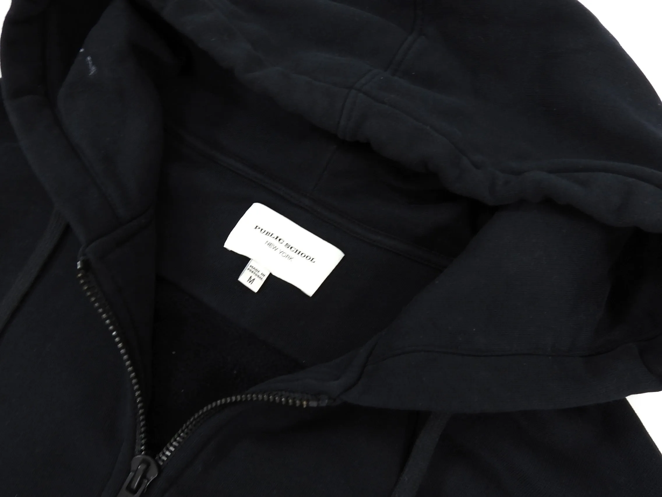 Public School Black Graphic Zip Up Hoodie - M