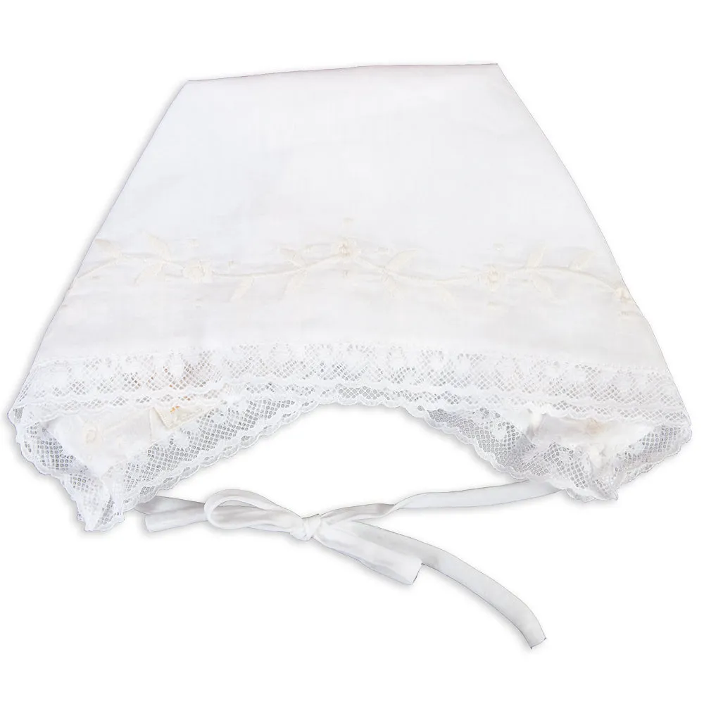 Purdie White Hankie Bonnet with Lace