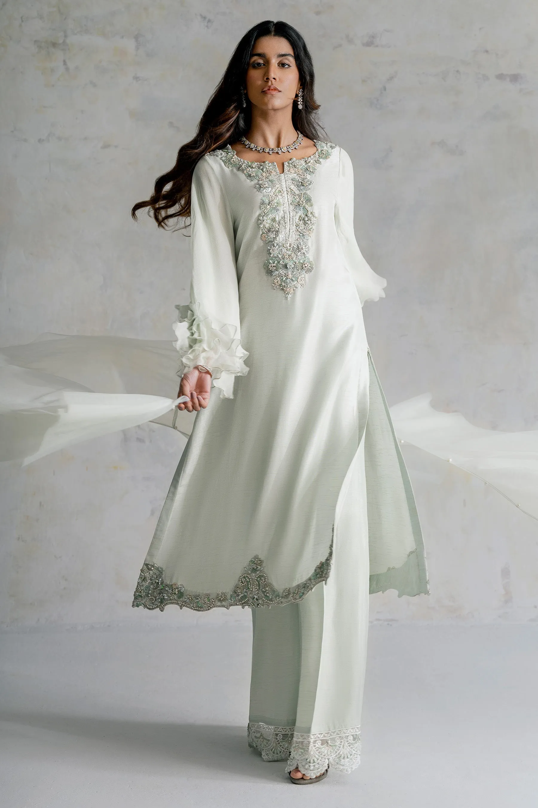 Raw Silk Kameez Trouser Dupatta Pakistani Wedding Dress