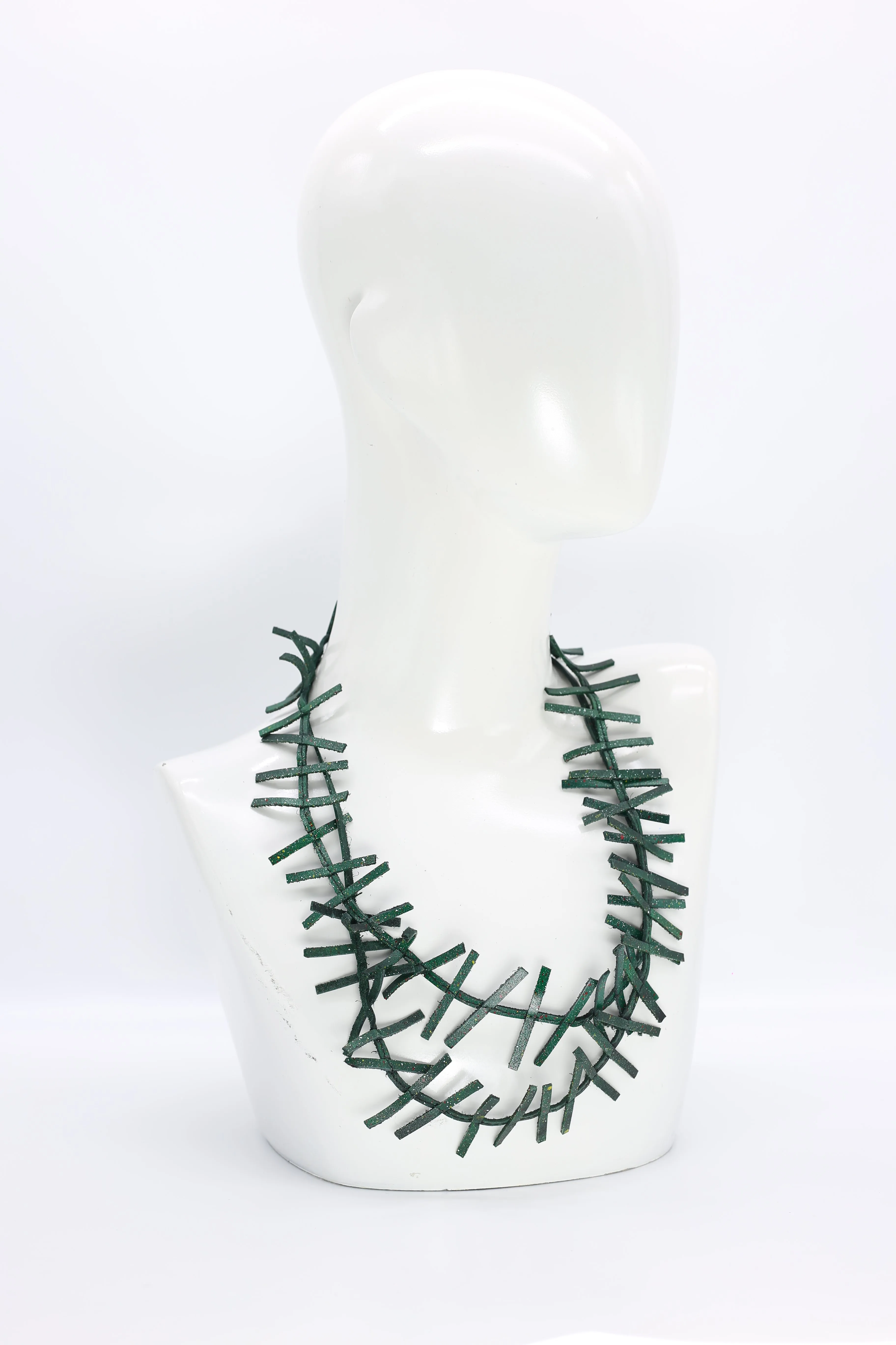 Recycled Leather Fir Necklaces - Hand painted