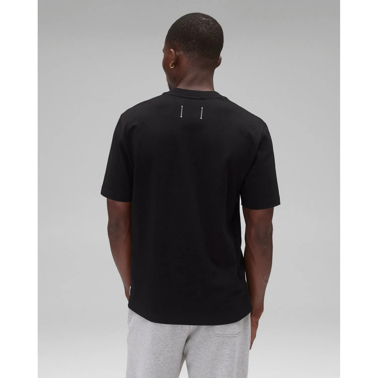 Reigning Champ Men Knit Midweight Jersey Collegiate T-Shirt Black White RC-1548-BLW