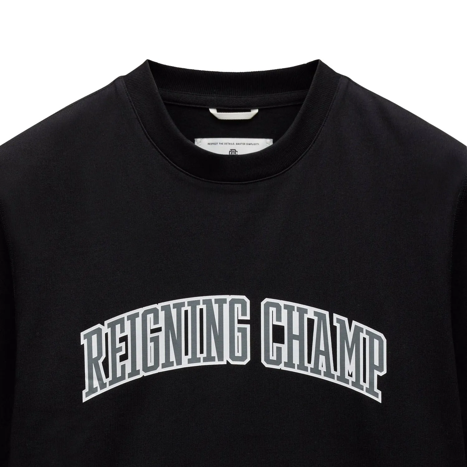 Reigning Champ Men Knit Midweight Jersey Collegiate T-Shirt Black White RC-1548-BLW