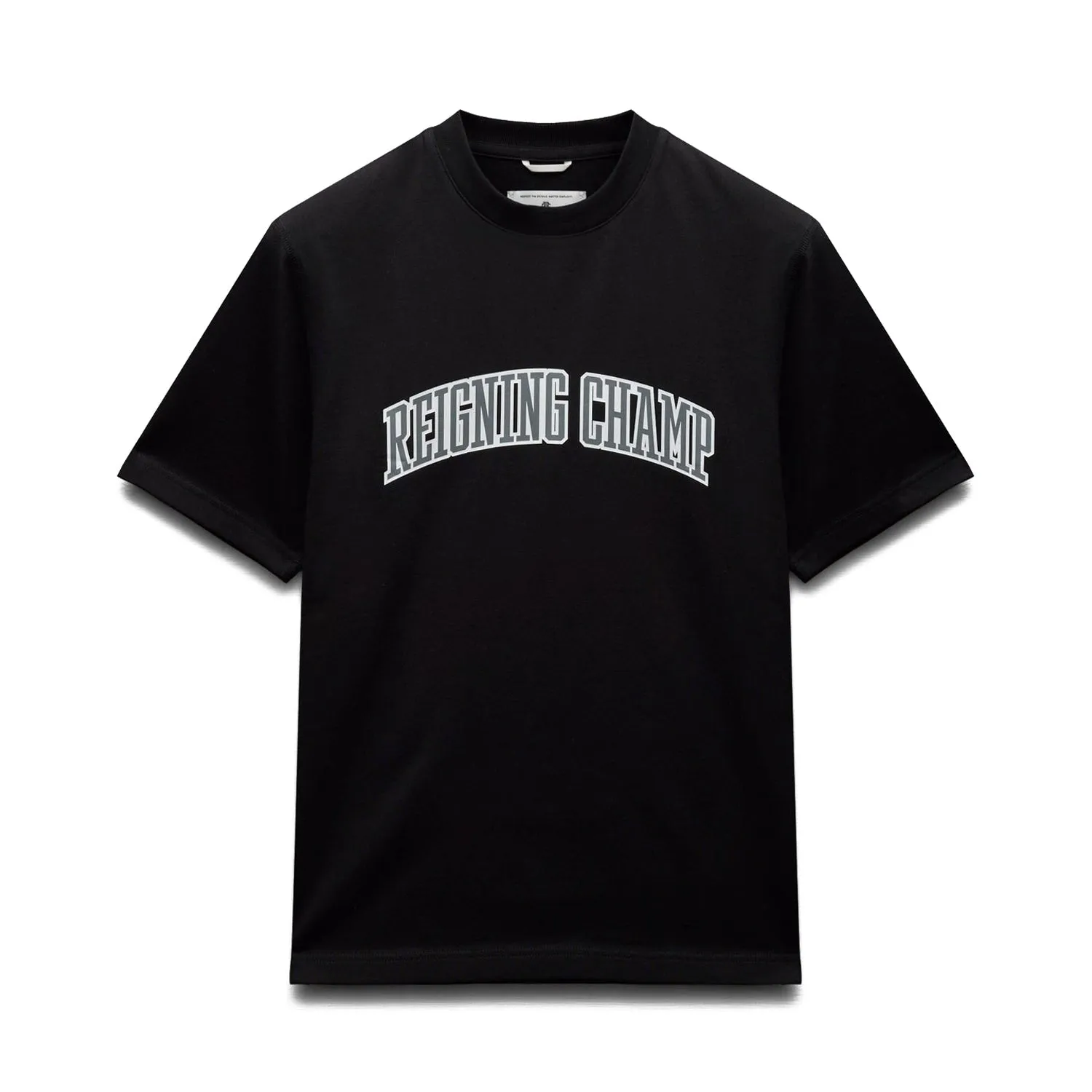 Reigning Champ Men Knit Midweight Jersey Collegiate T-Shirt Black White RC-1548-BLW