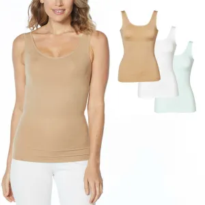 Rhonda Shear 3 Pack Seamless 2-Way Shaping Tank Tops Neutrals S/M