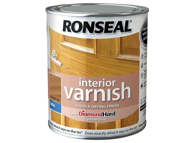 Ronseal Interior Varnish Quick Dry Satin French Oak 750Ml