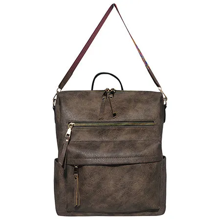 !SALE! Taupe Gray Faux Leather NGIL Shoulder Backpack