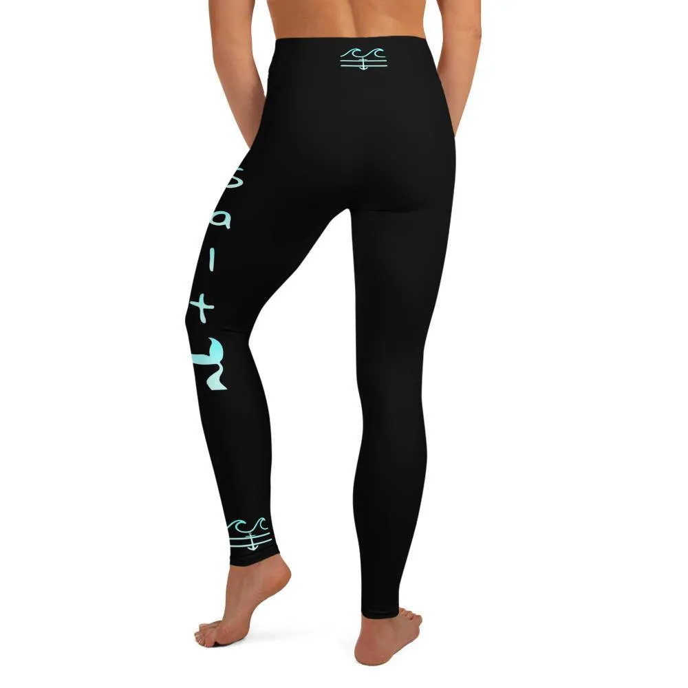 Salty Mermaid Performance Leggings (Midnight Aqua)