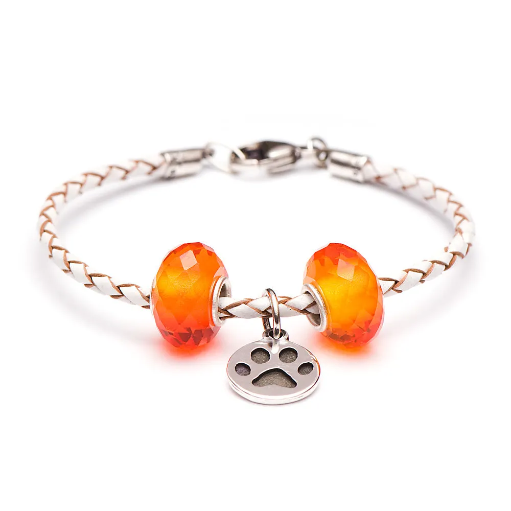 School Spirit Bracelets, White/Orange Paw