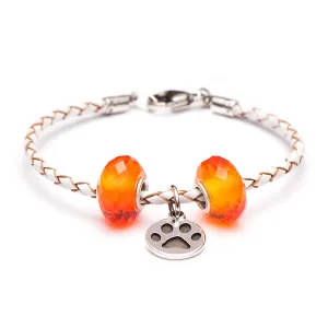 School Spirit Bracelets, White/Orange Paw