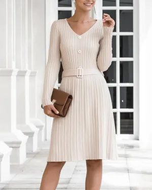 See You Dream V-Neck Midi Dress - Apricot
