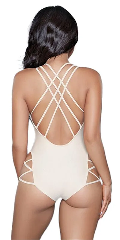 Sexy Blair Deep Plunge Criss Cross Strappy Swimsuit