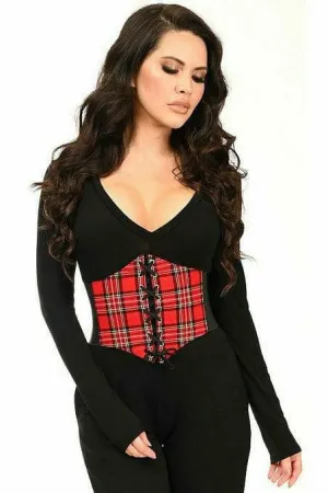 Sexy Red Plaid Corset Belt Cincher