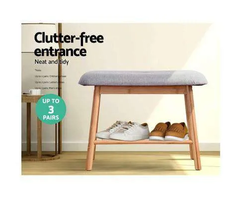 Shoe Rack Seat Bench Chair Shelf Organisers Bamboo Grey