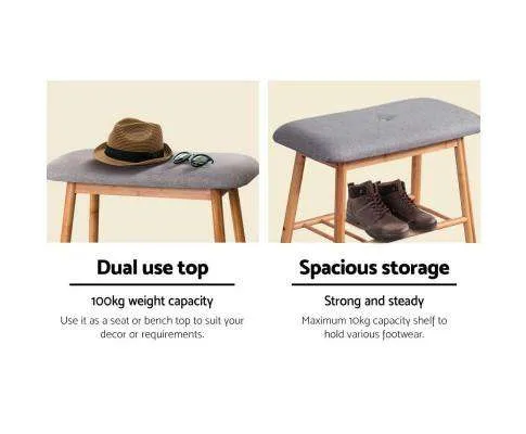 Shoe Rack Seat Bench Chair Shelf Organisers Bamboo Grey