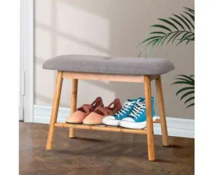 Shoe Rack Seat Bench Chair Shelf Organisers Bamboo Grey