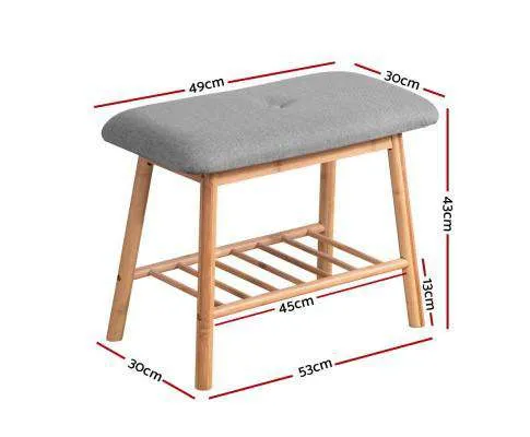 Shoe Rack Seat Bench Chair Shelf Organisers Bamboo Grey