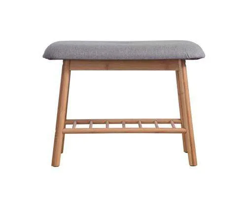 Shoe Rack Seat Bench Chair Shelf Organisers Bamboo Grey