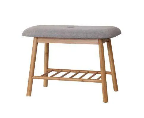 Shoe Rack Seat Bench Chair Shelf Organisers Bamboo Grey
