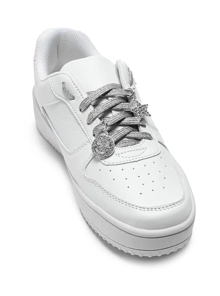 Silver Laces w/ Silver Charms