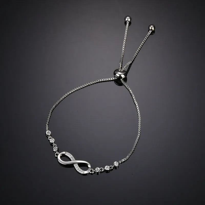Silver Plated Infinity Slide Closure Bracelet