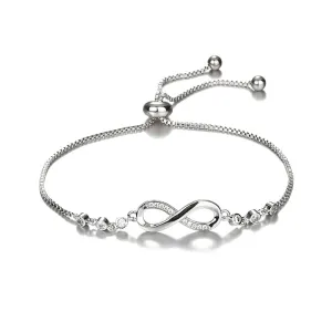 Silver Plated Infinity Slide Closure Bracelet