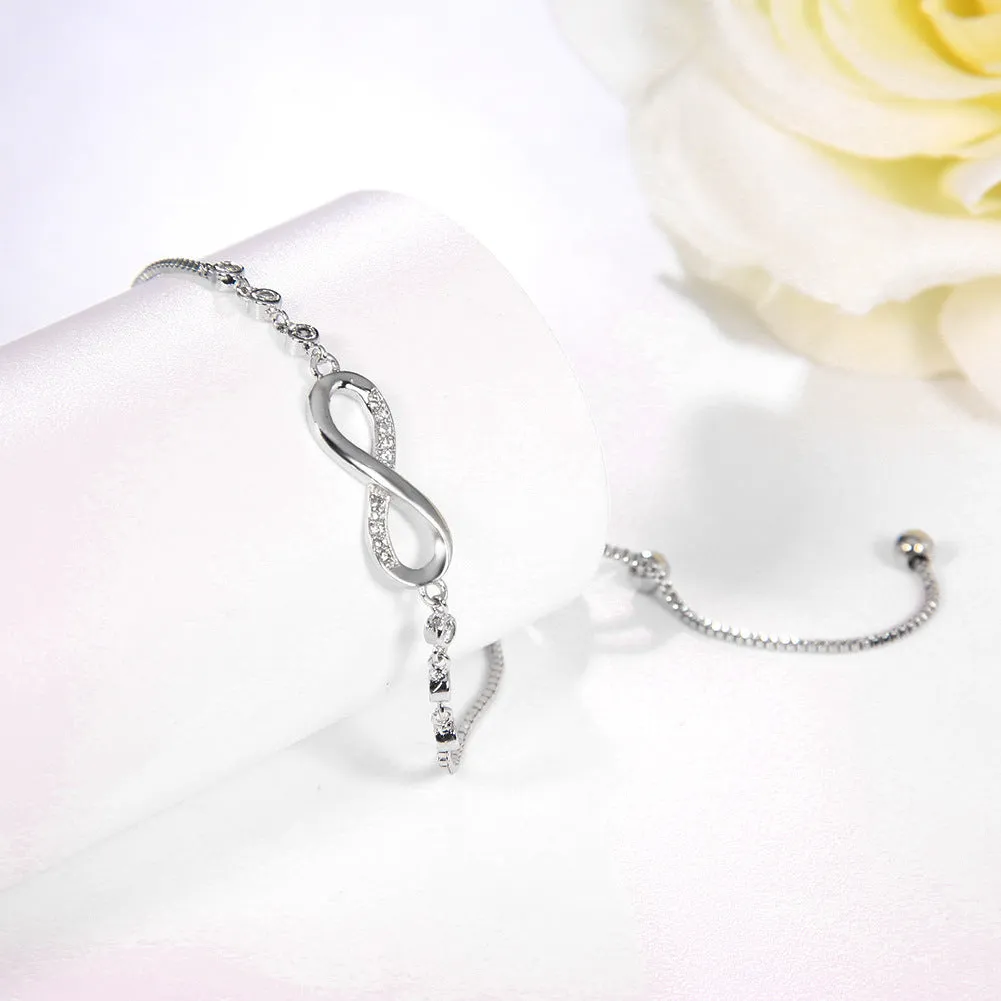 Silver Plated Infinity Slide Closure Bracelet