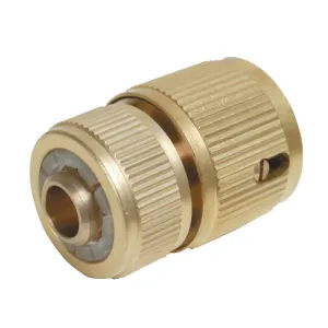 Silverline 1/2" Auto Stop Brass Quick Garden Hose Connector Female