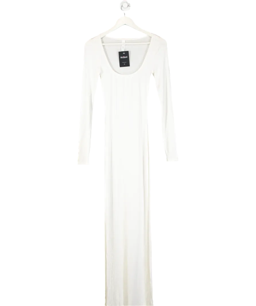 SKIMS White Soft Lounge Long Sleeve Dress UK S
