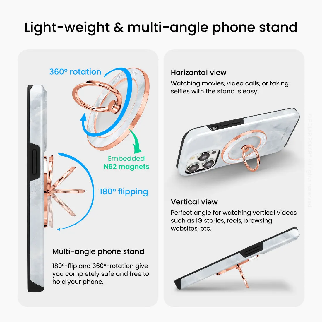 Snow Mountain - Rose Gold MagSafe Phone Grip and Ring Holder Stand