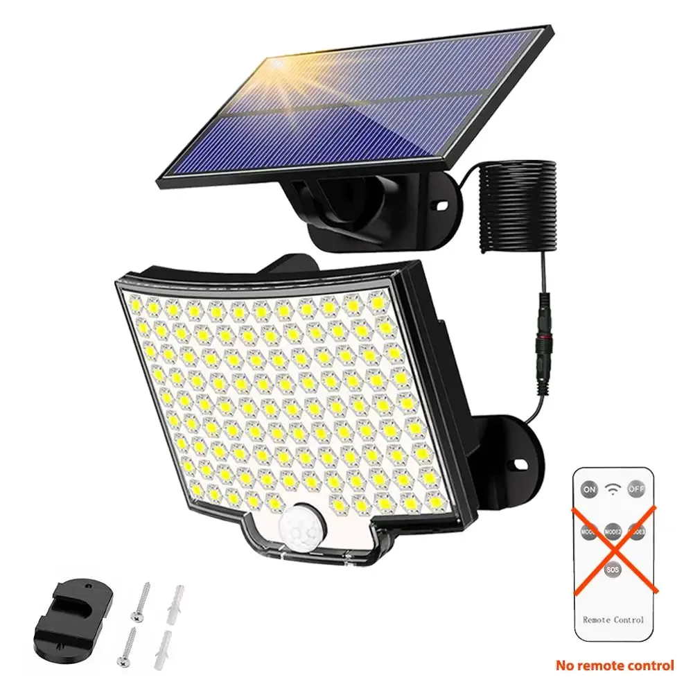 Solar LED Outdoor Light with Motion Sensor Waterproof Floodlight Remote Control 3 Modes for Patio Garage Backyard with 106 LED Lights