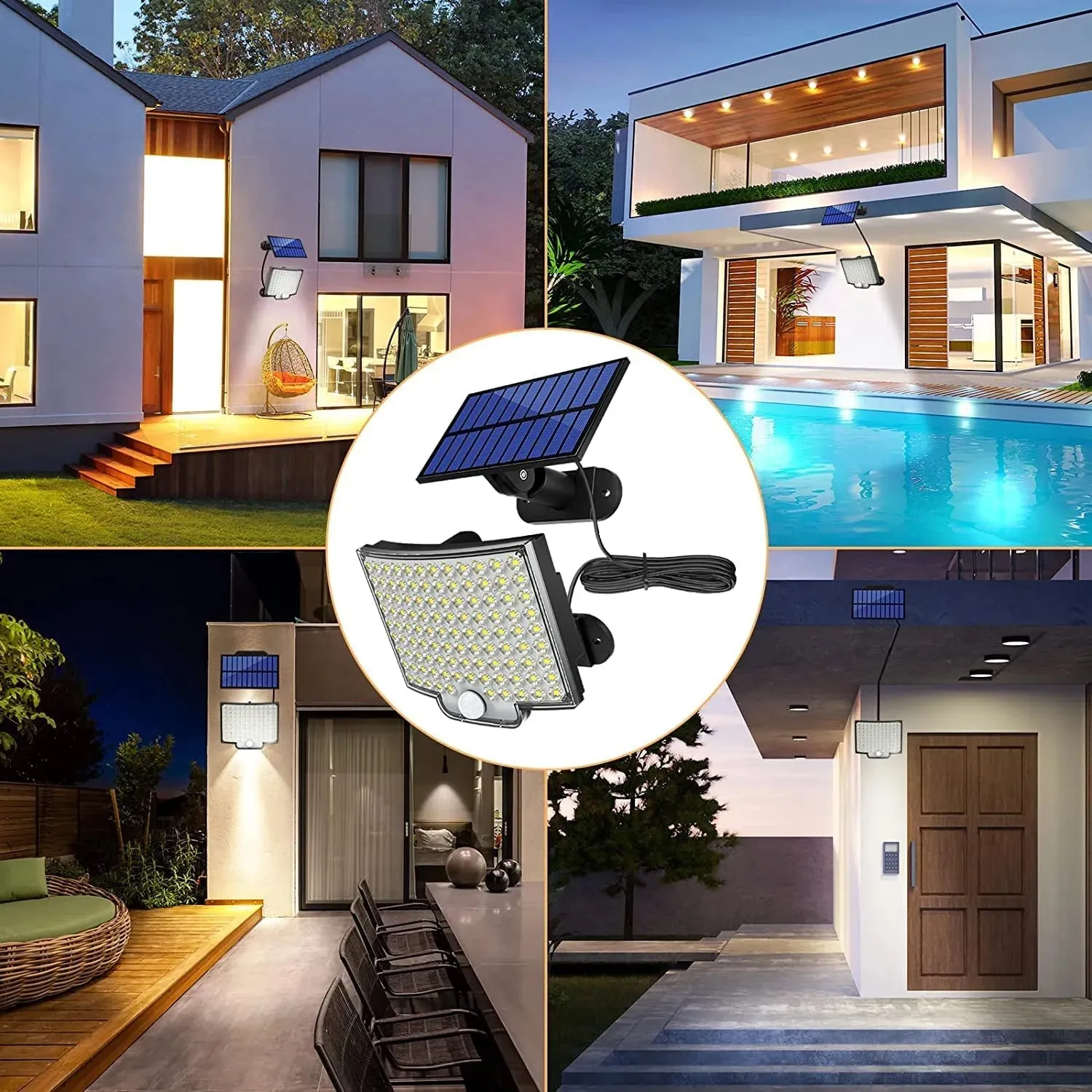 Solar LED Outdoor Light with Motion Sensor Waterproof Floodlight Remote Control 3 Modes for Patio Garage Backyard with 106 LED Lights