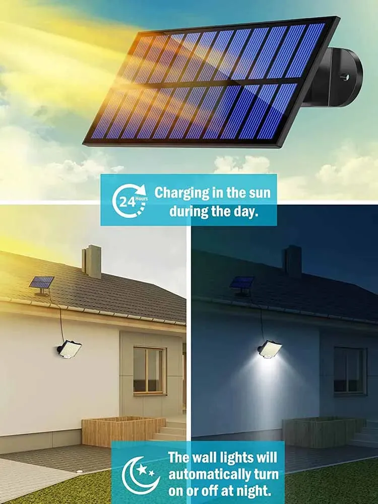 Solar LED Outdoor Light with Motion Sensor Waterproof Floodlight Remote Control 3 Modes for Patio Garage Backyard with 106 LED Lights