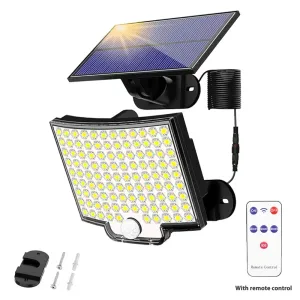 Solar LED Outdoor Light with Motion Sensor Waterproof Floodlight Remote Control 3 Modes for Patio Garage Backyard with 106 LED Lights