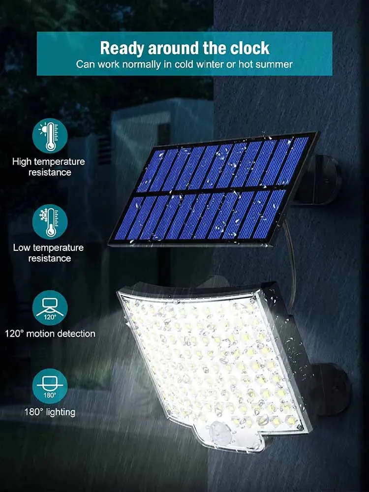 Solar LED Outdoor Light with Motion Sensor Waterproof Floodlight Remote Control 3 Modes for Patio Garage Backyard with 106 LED Lights