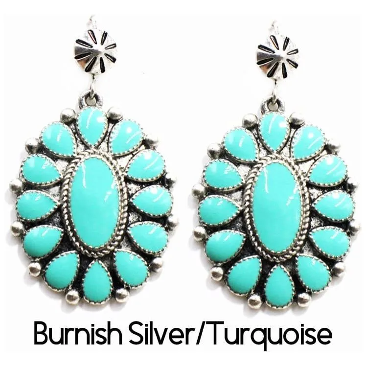 Squash Blossom Earring SILVER / TURQUOISE