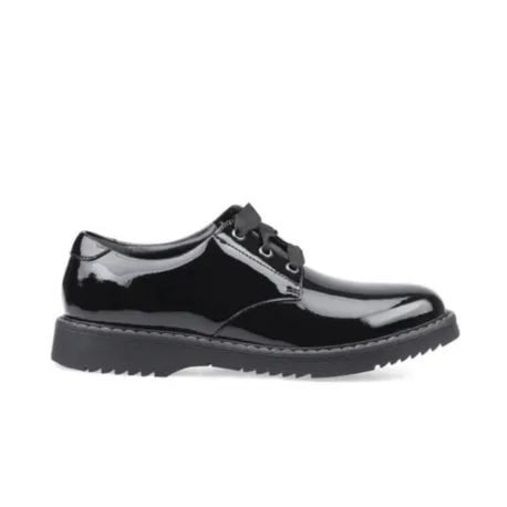 Start Rite Angry Angels Impact - Black Patent Leather Lace Up School Shoe - WIDE FIT