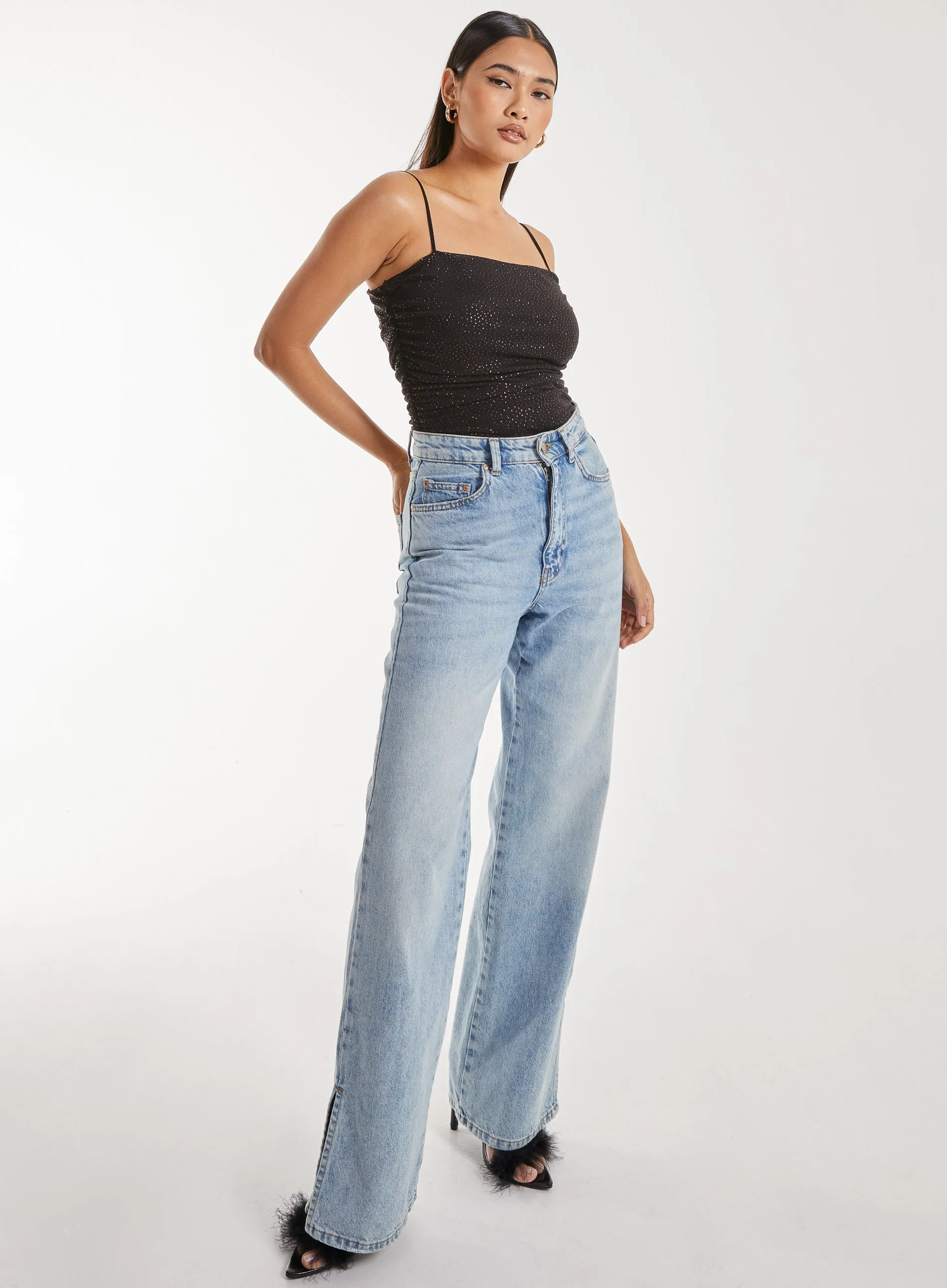 Strappy Sparkle Mesh Bodysuit